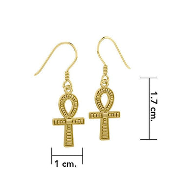 Ankh Spiritual Solid Gold Earrings GTE1157 - Jewelry
